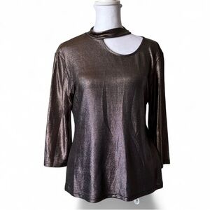 Religion We_live_in_black Bronze Metallic Cutout Blouse w/ Copper Trim size Med